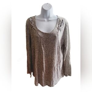 Gray Women's Top with Lace-Up Detail